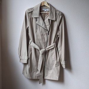 DKNY Trench - Khaki A-line, Asymmetric Zip, NWOT - Women's XL